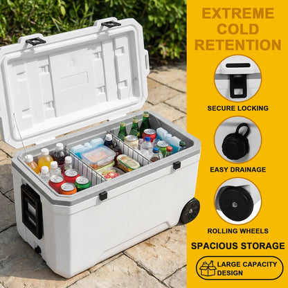 120L Hard Plastic Roto molded Cooler with Wheels.
