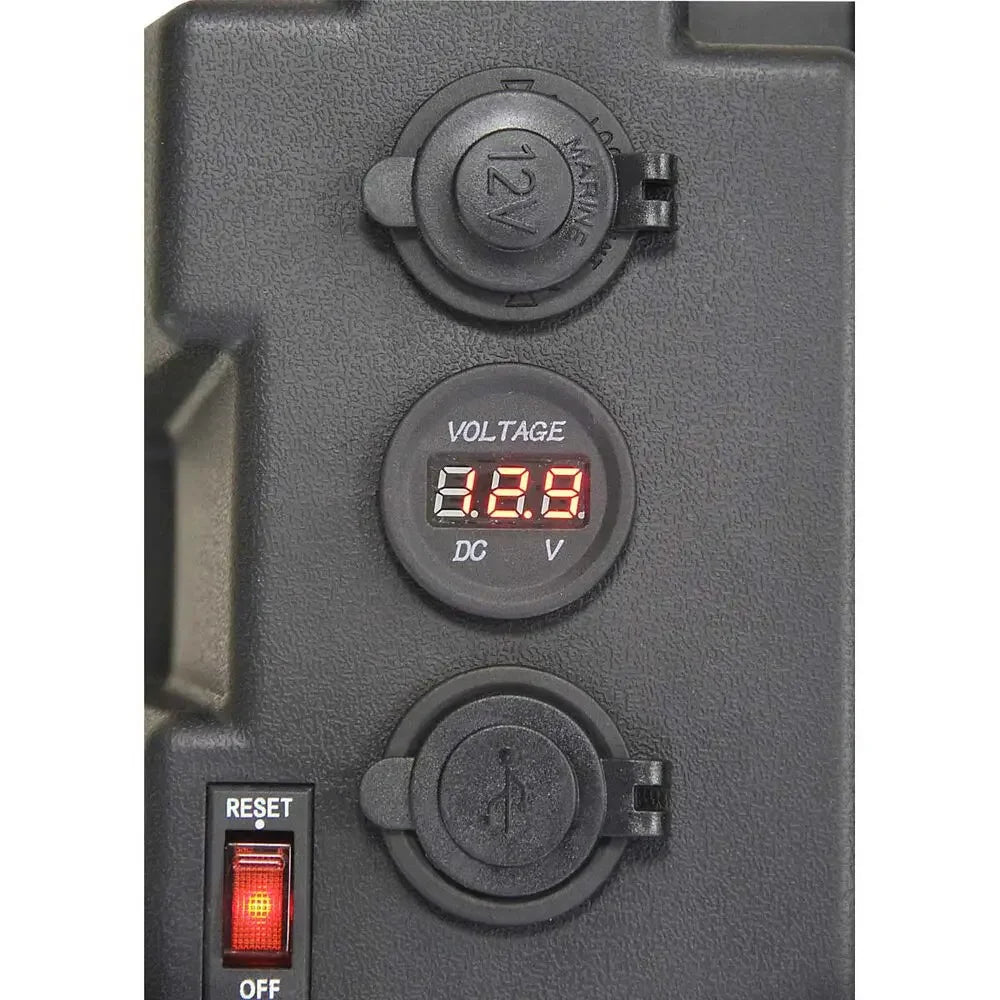 12-24V Battery Box with USB Charger and Voltmeter Portable Power Supply for Car, Marine, Camping.