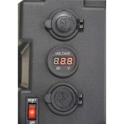 12-24V Battery Box with USB Charger and Voltmeter Portable Power Supply for Car, Marine, Camping.