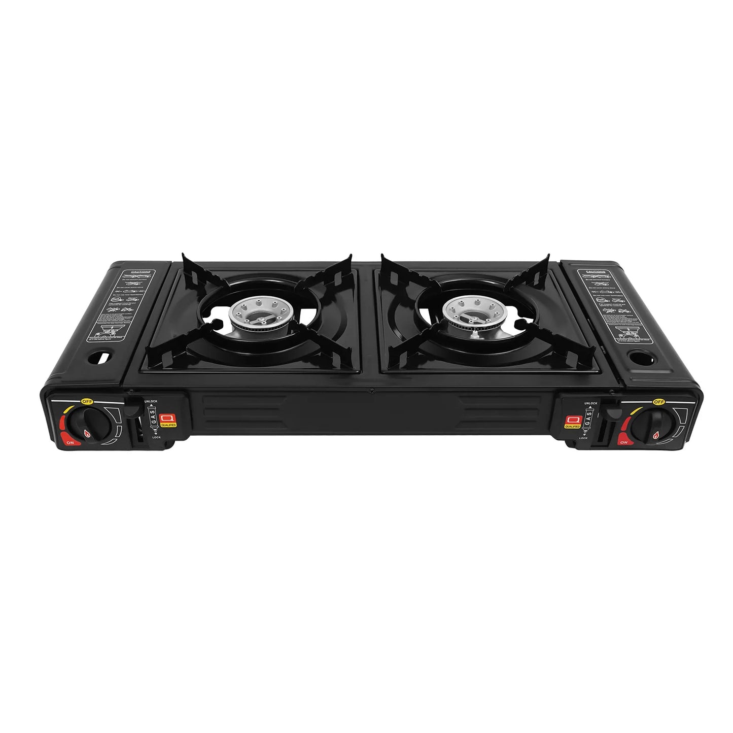 2-Burner Portable Camping Stove Butane Camping Stove Kit w/Baking Pan and Carrying Case.