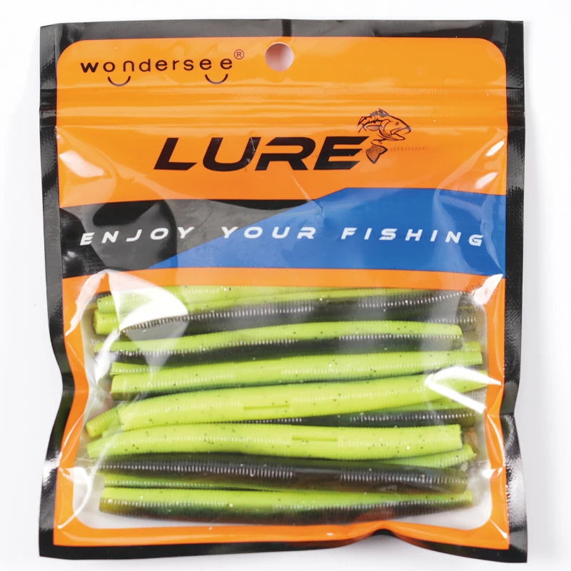 10pcs pack Silicone Worm Lure 10cm Artificial Bait Senko Slow Sinking Worm.