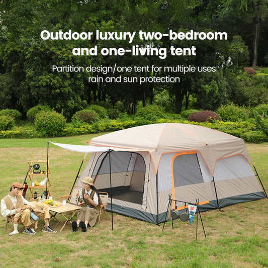 Large Family Tent 8-12 Person 2 Room Windproof with Sun Protection Mosquito Net, Instant Setup Outdoor Camping Tent for 4 Seasons.
