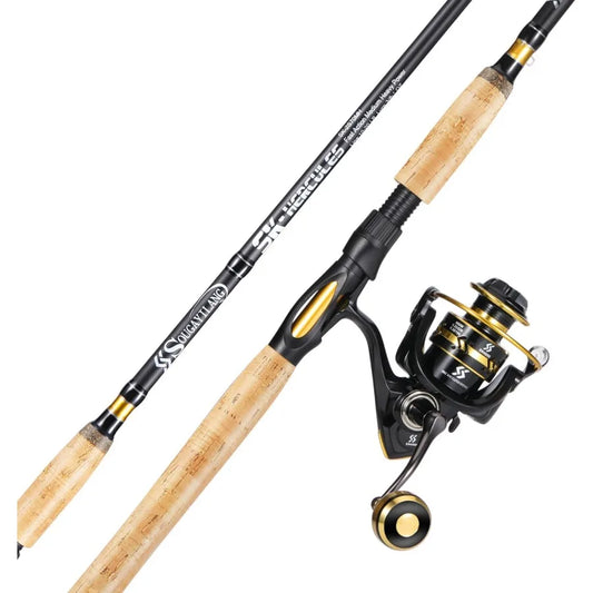 7' 2Piece Spinning Fishing Rod and Reel Combo with 4000 Size Reel Adjustable Handle Position for Right or Left Hand Use.