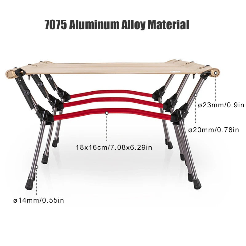 WESTTUNE Camping Cot with Leg Extenders Portable Folding Bed Ultralight Aluminum Alloy Sleeping cot,