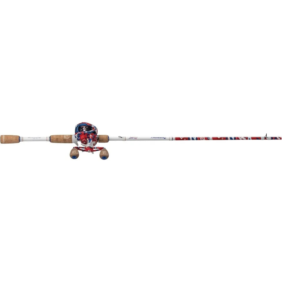 Krazy American Baitcast Combo with 7' 1pc Medium Heavy IM7 Graphite Rod and Cork Grips for Precision Fishing.