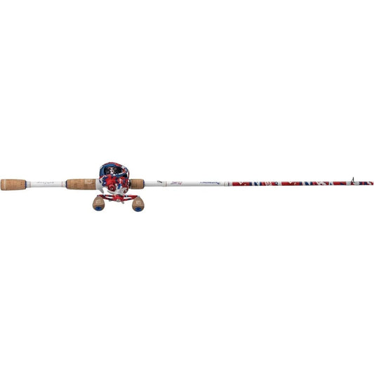 Krazy American Baitcast Combo with 7' 1pc Medium Heavy IM7 Graphite Rod and Cork Grips for Precision Fishing.
