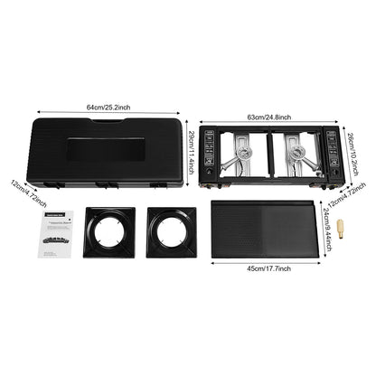 2-Burner Portable Camping Stove Butane Camping Stove Kit w/Baking Pan and Carrying Case.