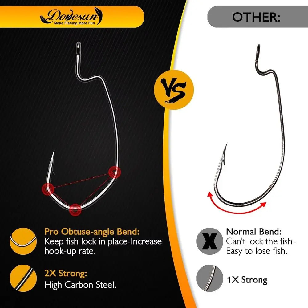 EWG Offset Worm Hooks for Bass Fishing 100PCS/50PCS.