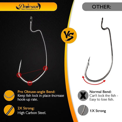 EWG Offset Worm Hooks for Bass Fishing 100PCS/50PCS.