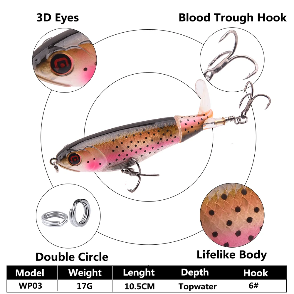 Fishing Lures Whopper Plopper With Floating Rotating Tail.