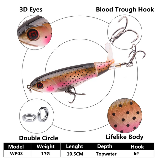 Fishing Lures Whopper Plopper With Floating Rotating Tail.