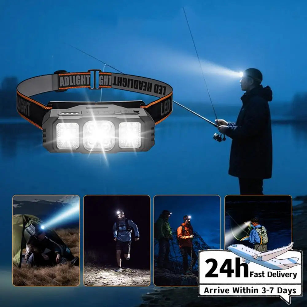 LED Headlamp Rechargeable Headlight Flashlight Head Lamp for Outdoor Hunting Hiking Camping Gear