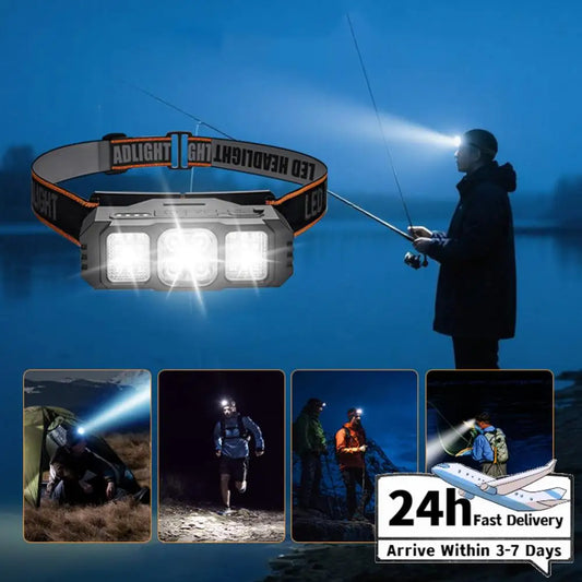 LED Headlamp Rechargeable Headlight Flashlight Head Lamp for Outdoor Hunting Hiking Camping Gear