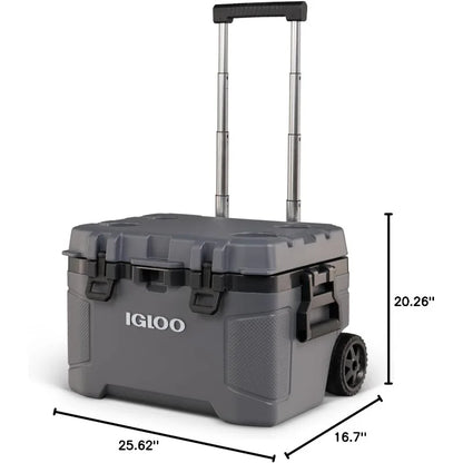 Igloo Trailmate 52Qt Wheeled Cooler, Insulated Hard Shell Ice Chest, Carbonite