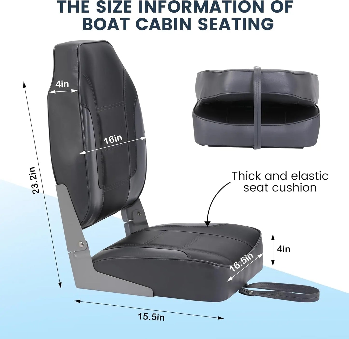 2 Pack Folding Boat Seats, High Back Fishing Boat Seat.