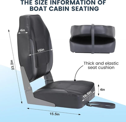 2 Pack Folding Boat Seats, High Back Fishing Boat Seat.