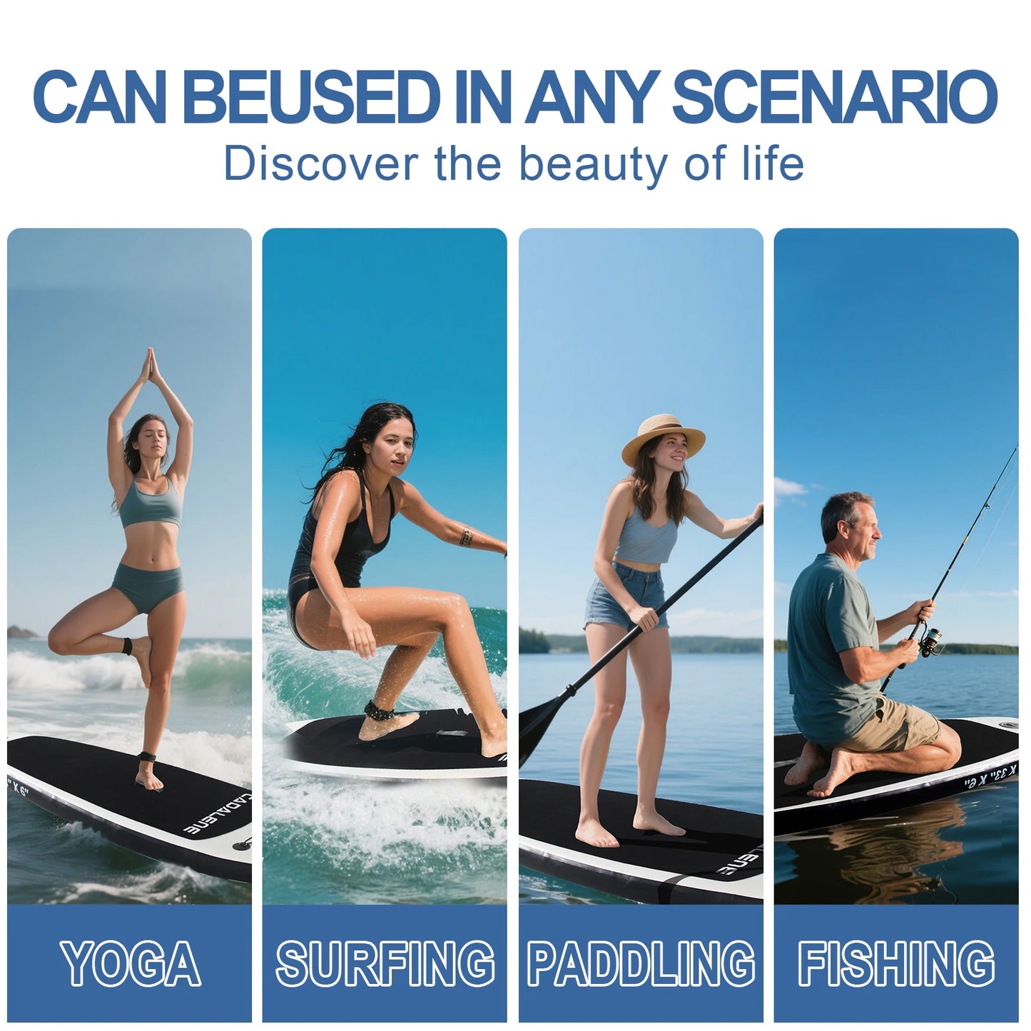 CADALENE Inflatable Stand Up Paddle Board with SUP Accessories, Anti-Slip EVA Deck 10' Inflatable Paddle Boards for Adults.