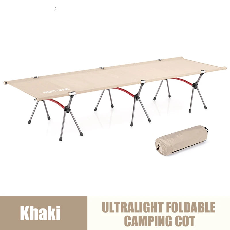 WESTTUNE Camping Cot with Leg Extenders Portable Folding Bed Ultralight Aluminum Alloy Sleeping cot,