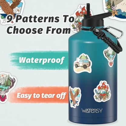 1 Gallon Insulated Water Bottle BPA Free Leak Proof 128oz Stainless Steel Large Water Jug with Straw Spout Lid Gradient Blue.