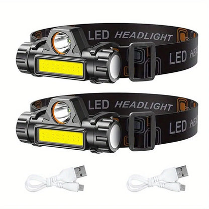 2X USB Rechargeable LED Headlamp Headlight Head Light Flashlight