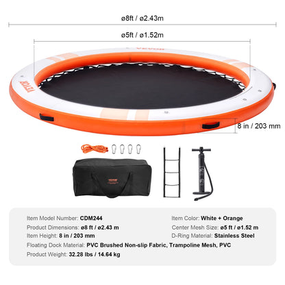 SucceBuy Inflatable Floating Dock 10x8FT Non-Slip Water Detachable Ladder Portable Carrying Bag Floating Platform Island Raft.