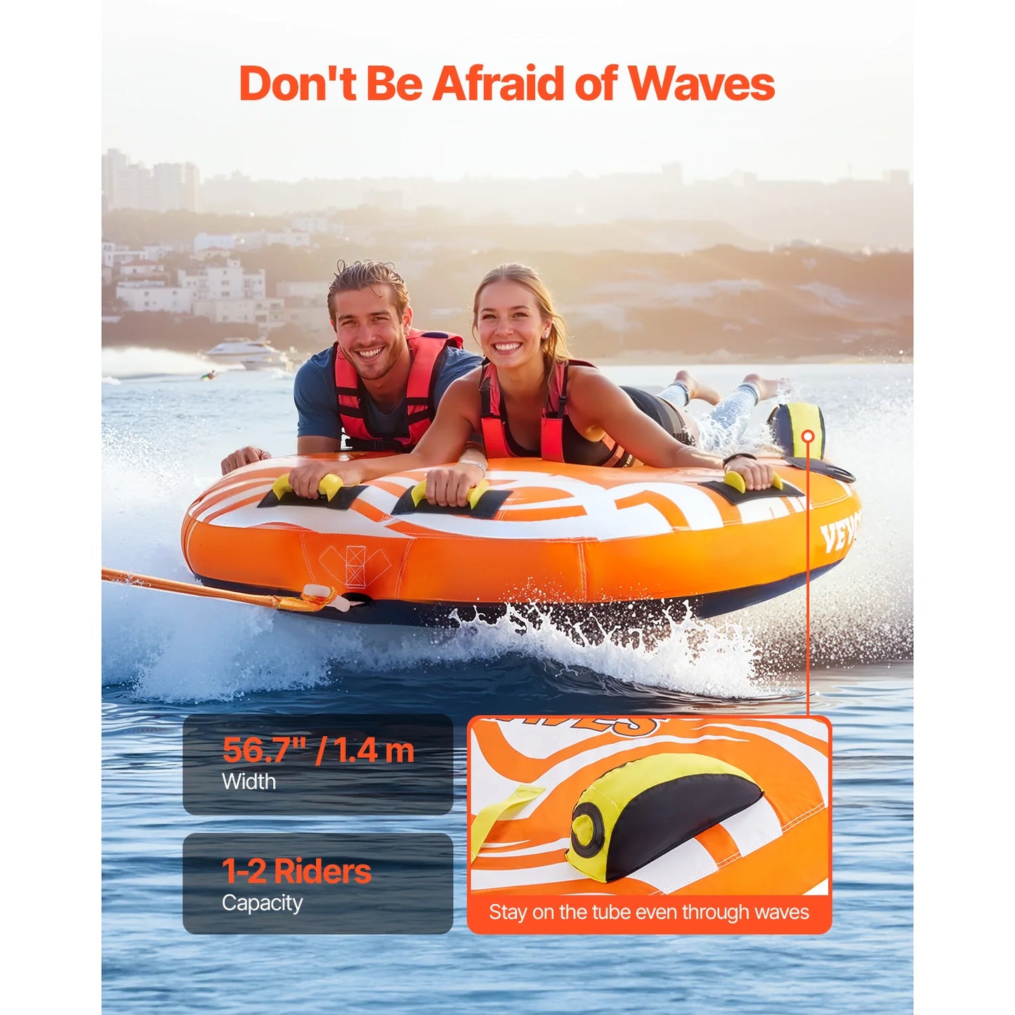 SucceBuy 1-2 Riders inflatable Towable Tubes for Boating.