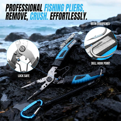 Complete Fishing Kit with Rod, Reel, Tackle Box, Lures, Accessories & Pliers - Ideal Gift for any fisher person.