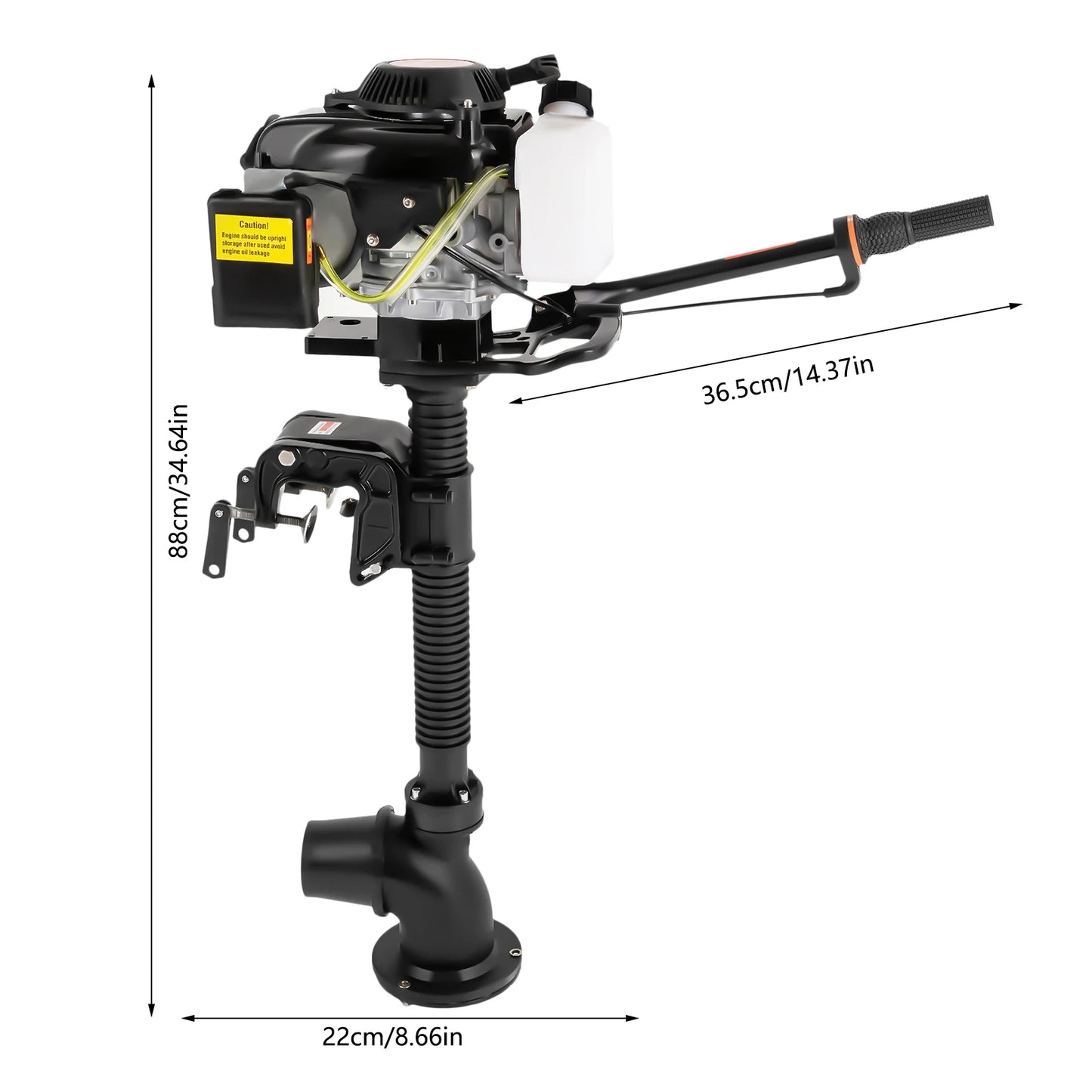 4HP 55cc 4-Stroke Outboard Motor with Jet Pump, 360° Tilt for Inflatable Fishing Boats, Manual Start.