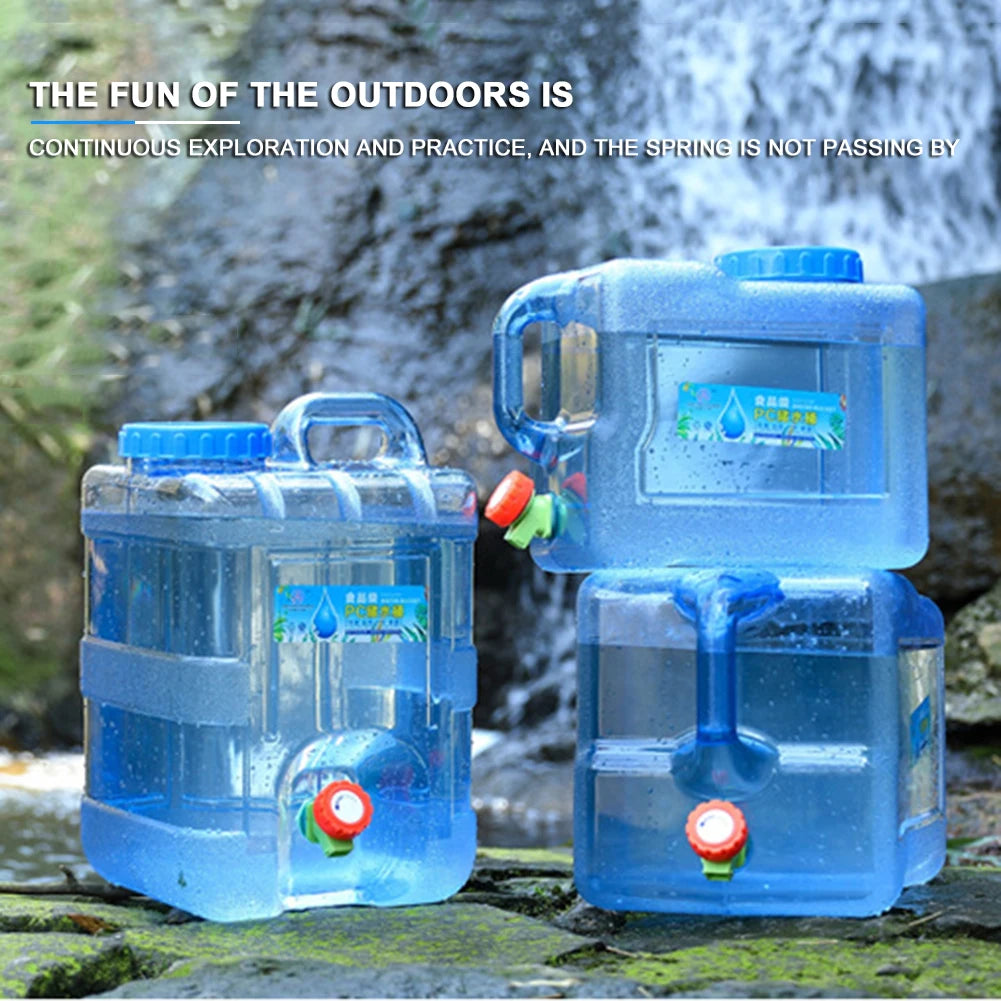 Portable 7.5/10/15L Water Container with Faucet Self-Driving Tour Leakproof Camping Water Bucket Tank for Picnic Hiking.