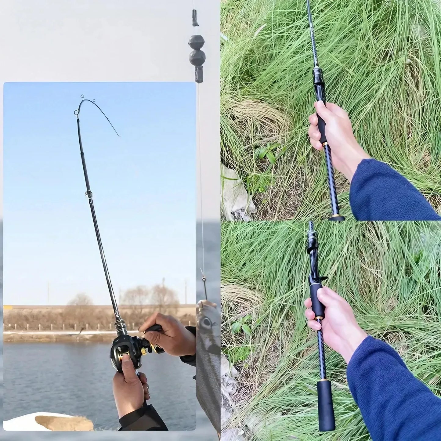 1PC 65" Lightweight High-Sensitivity Carbon Fiber Fishing Rod - Straight Handle Design for Fly & Drag Fishing.