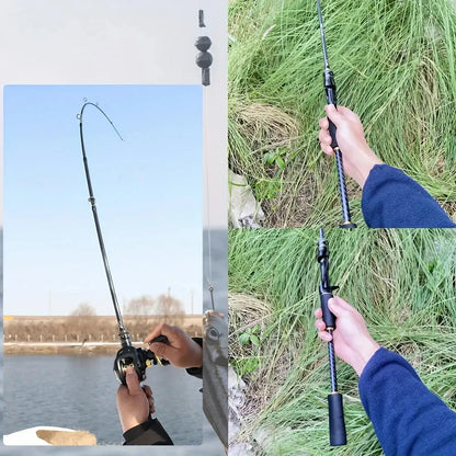 1PC 65" Lightweight High-Sensitivity Carbon Fiber Fishing Rod - Straight Handle Design for Fly & Drag Fishing.